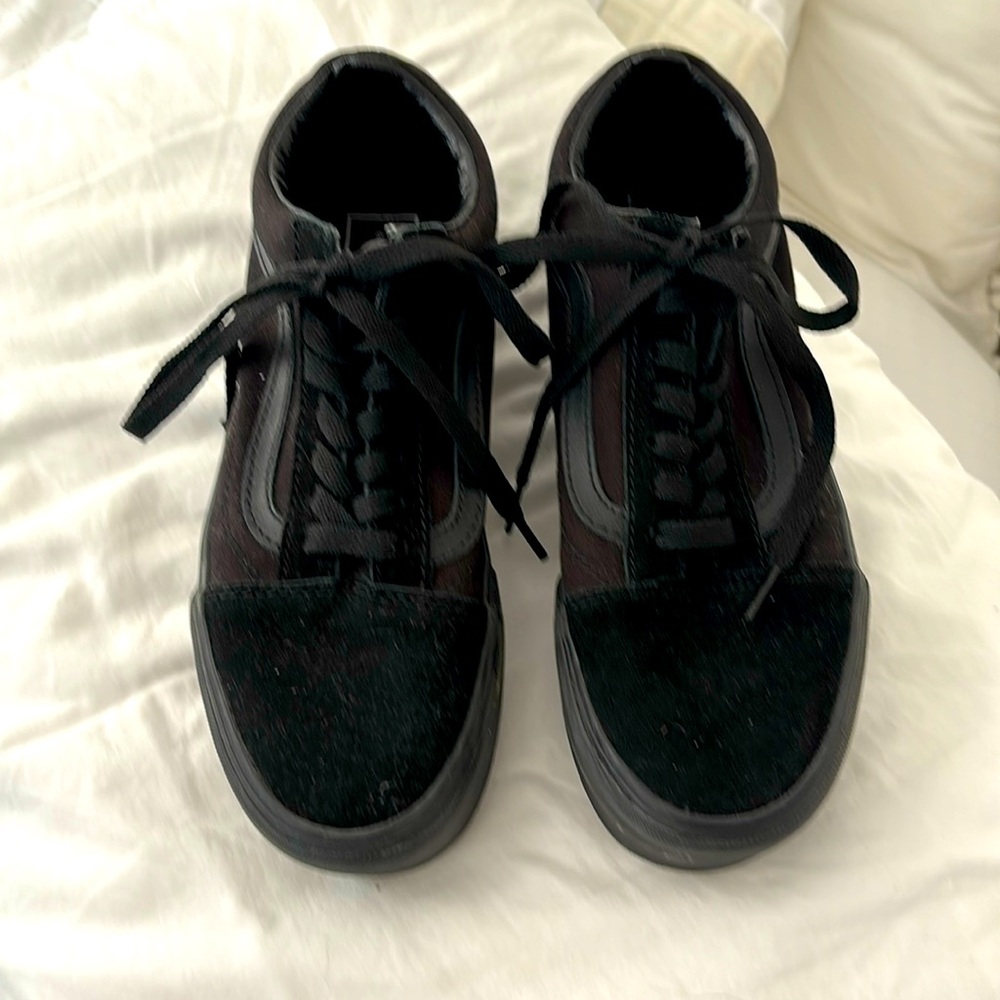 Vans, black suede, 7.5 platform sneaker